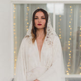 DAWN | Soft mantilla veil with beaded Chantilly lace