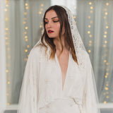 DAWN | Soft mantilla veil with beaded Chantilly lace