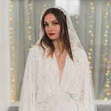 DAWN | Soft mantilla veil with beaded Chantilly lace
