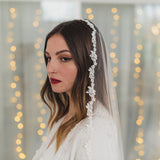 FRANCINE | Soft mantilla or drop veil with narrow floral lace edge