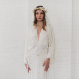 HAZEL | Soft draped veil with narrow beaded lace edge