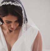 FLORA | Mantilla veil with narrow beaded lace edge