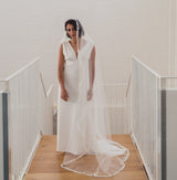 FLORA | Mantilla veil with narrow beaded lace edge