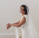 FLORA | Mantilla veil with narrow beaded lace edge