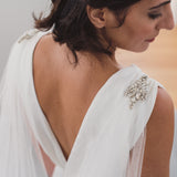 MAYA | Soft draped bridal cape with crystal and bead detail