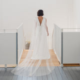 MAYA | Soft draped bridal cape with crystal and bead detail