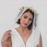 WILLOW | Soft single tier veil with leaf lace edge