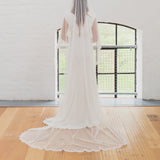 CLAIRABELLE | Dotted lace edged Juliet cap veil with floral motifs