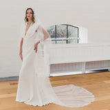 CLAIRABELLE | Dotted lace edged Juliet cap veil with floral motifs