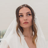 CLAIRABELLE | Dotted lace edged Juliet cap veil with floral motifs