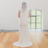 LAYLA | Soft dotted Juliet cap veil with floral lace cap