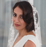 GISELLE | Soft mantilla veil with beaded floral lace