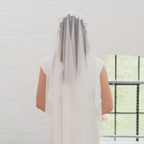 LAYLA | Soft dotted Juliet cap veil with floral lace cap
