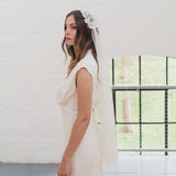 LAYLA | Soft dotted Juliet cap veil with floral lace cap