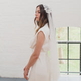 LAYLA | Soft dotted Juliet cap veil with floral lace cap