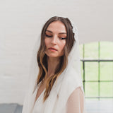 LAYLA | Soft dotted Juliet cap veil with floral lace cap