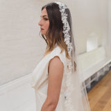 ADRIANNA | Soft mantilla veil with floral beaded lace edge