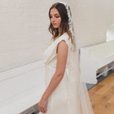 ADRIANNA | Soft mantilla veil with floral beaded lace edge