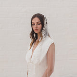 ADRIANNA | Soft mantilla veil with floral beaded lace edge