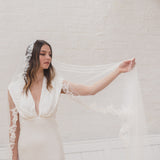 ADRIANNA | Soft mantilla veil with floral beaded lace edge