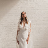 ADRIANNA | Soft mantilla veil with floral beaded lace edge