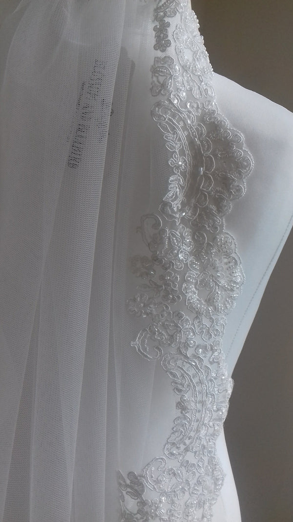 New lace-edged veils - 'Darcey' and 'Angelique'