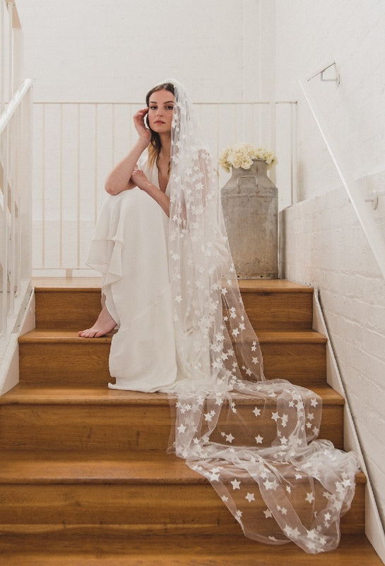 Classic Lace Bridal Veil with Floral Details