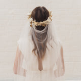 ESME | Boho draped veil with partial Chantilly lace edge