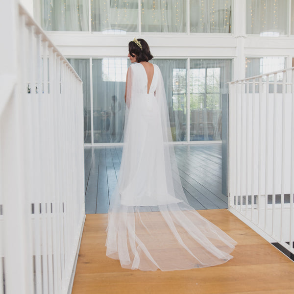 DOVE | Soft tulle draped bridal cape