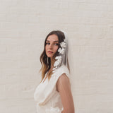 MAY | Soft single tier veil with 3D flowers and leaves