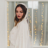 DAWN | Soft mantilla veil with beaded Chantilly lace