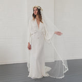 HAZEL | Soft draped veil with narrow beaded lace edge