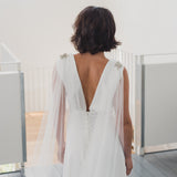 MAYA | Soft draped bridal cape with crystal and bead detail